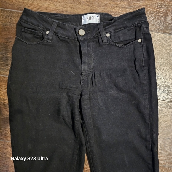 Paige Skinny Jeans 27 Black Denim Dark Wash Stretch 27 x 30 EUC - Picture 2 of 9